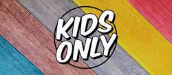 Kids only sign with colored background